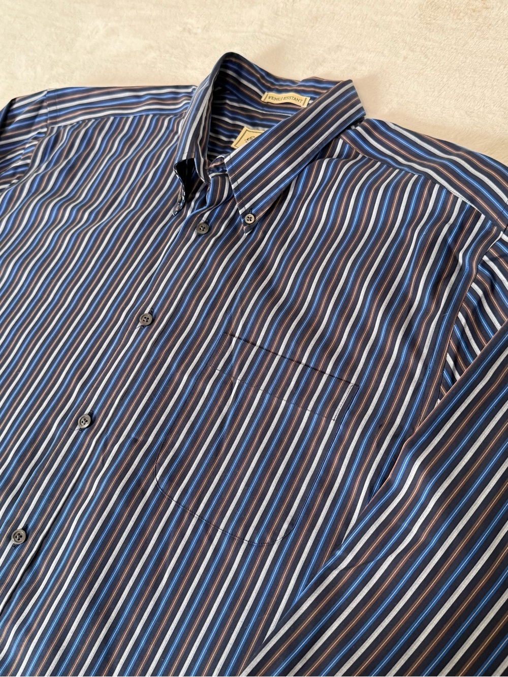 Eddie Bauer Men’s XL Wrinkle Resistant Striped Button Down Shirt 100% Cotton